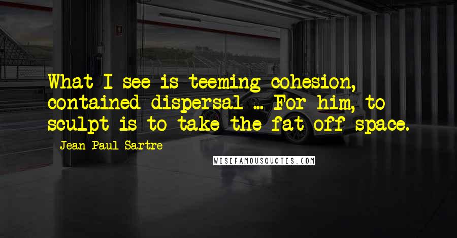 Jean-Paul Sartre Quotes: What I see is teeming cohesion, contained dispersal ... For him, to sculpt is to take the fat off space.
