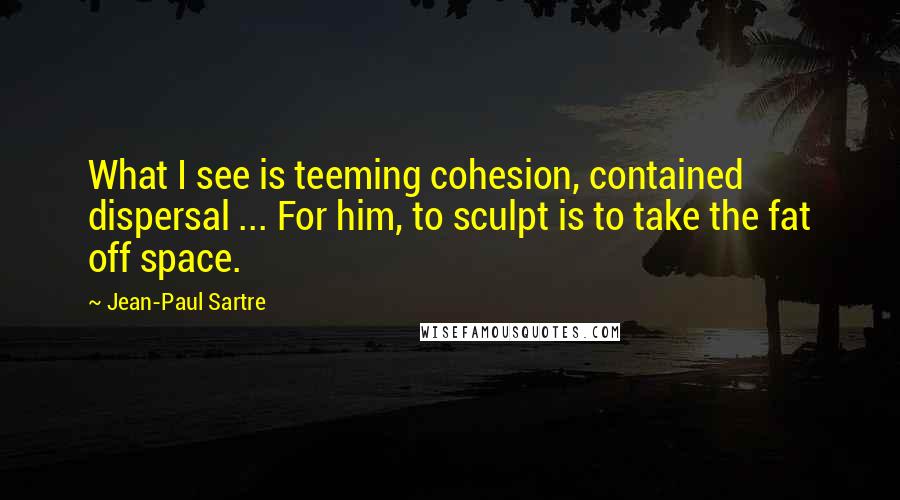 Jean-Paul Sartre Quotes: What I see is teeming cohesion, contained dispersal ... For him, to sculpt is to take the fat off space.