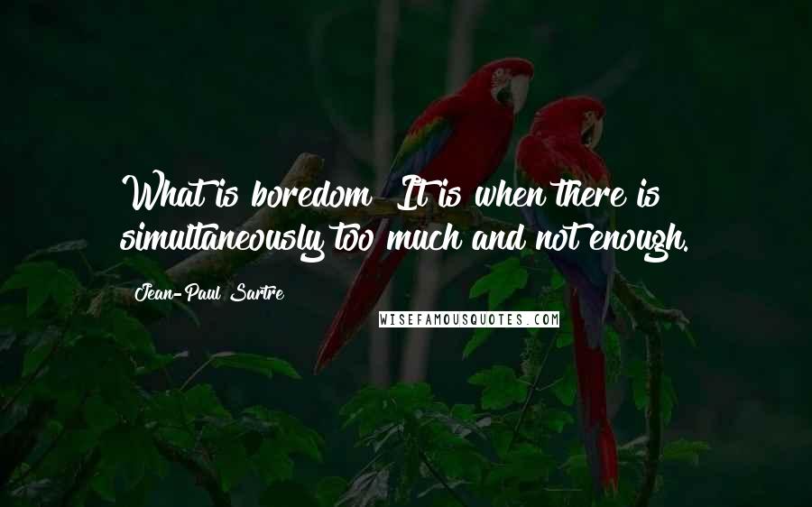 Jean-Paul Sartre Quotes: What is boredom? It is when there is simultaneously too much and not enough.