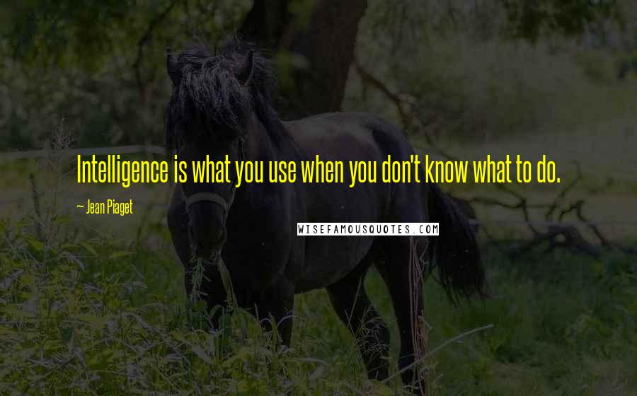 Jean Piaget Quotes: Intelligence is what you use when you don't know what to do.