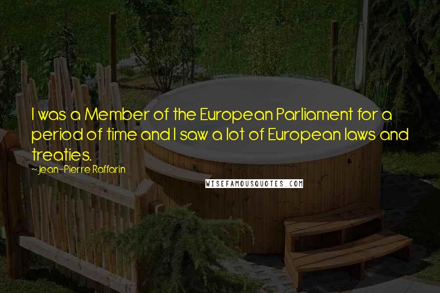 Jean-Pierre Raffarin Quotes: I was a Member of the European Parliament for a period of time and I saw a lot of European laws and treaties.