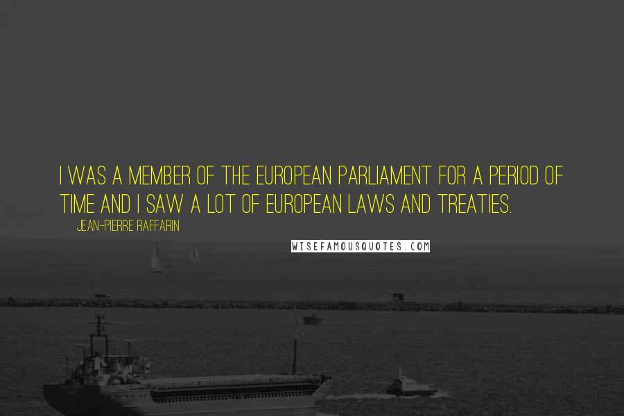 Jean-Pierre Raffarin Quotes: I was a Member of the European Parliament for a period of time and I saw a lot of European laws and treaties.