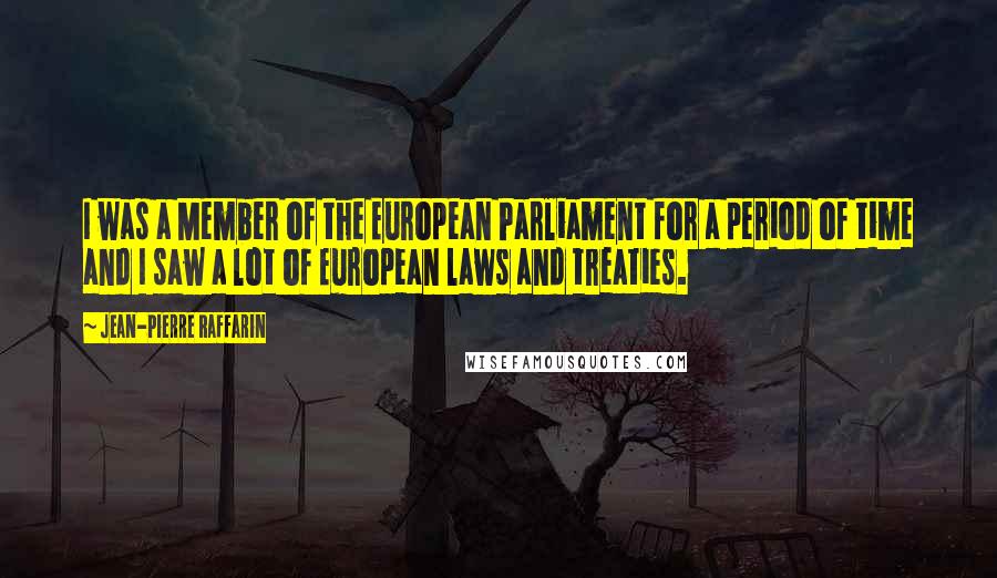 Jean-Pierre Raffarin Quotes: I was a Member of the European Parliament for a period of time and I saw a lot of European laws and treaties.