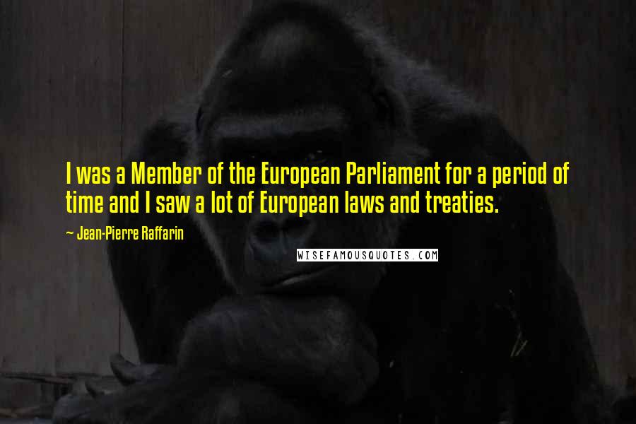 Jean-Pierre Raffarin Quotes: I was a Member of the European Parliament for a period of time and I saw a lot of European laws and treaties.