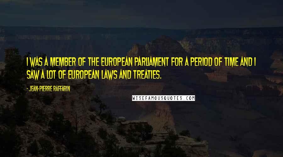 Jean-Pierre Raffarin Quotes: I was a Member of the European Parliament for a period of time and I saw a lot of European laws and treaties.