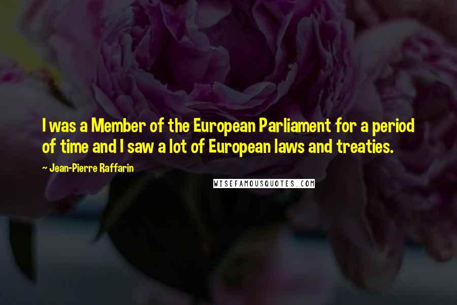 Jean-Pierre Raffarin Quotes: I was a Member of the European Parliament for a period of time and I saw a lot of European laws and treaties.