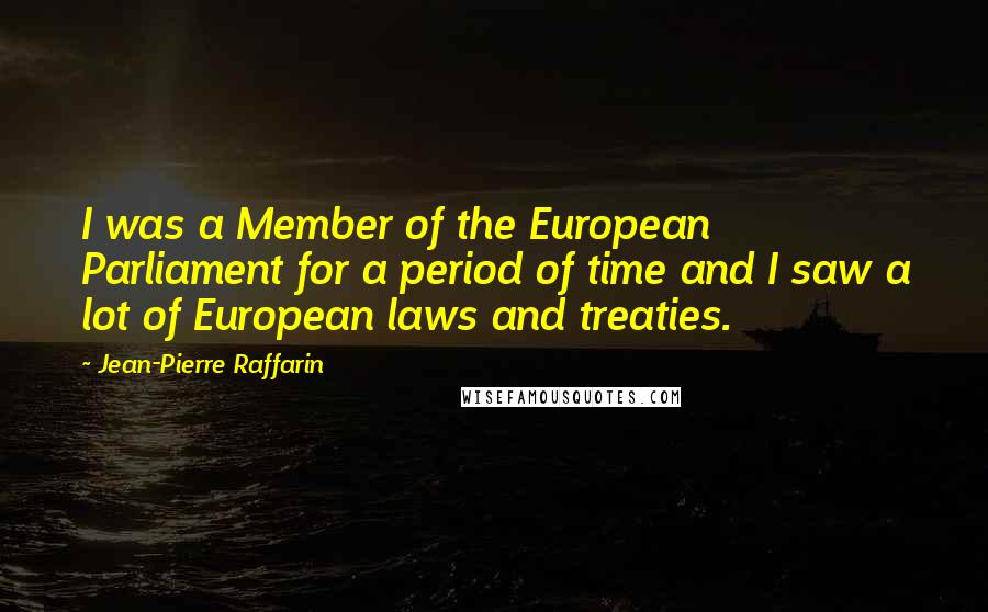 Jean-Pierre Raffarin Quotes: I was a Member of the European Parliament for a period of time and I saw a lot of European laws and treaties.