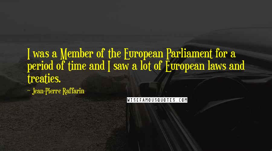 Jean-Pierre Raffarin Quotes: I was a Member of the European Parliament for a period of time and I saw a lot of European laws and treaties.