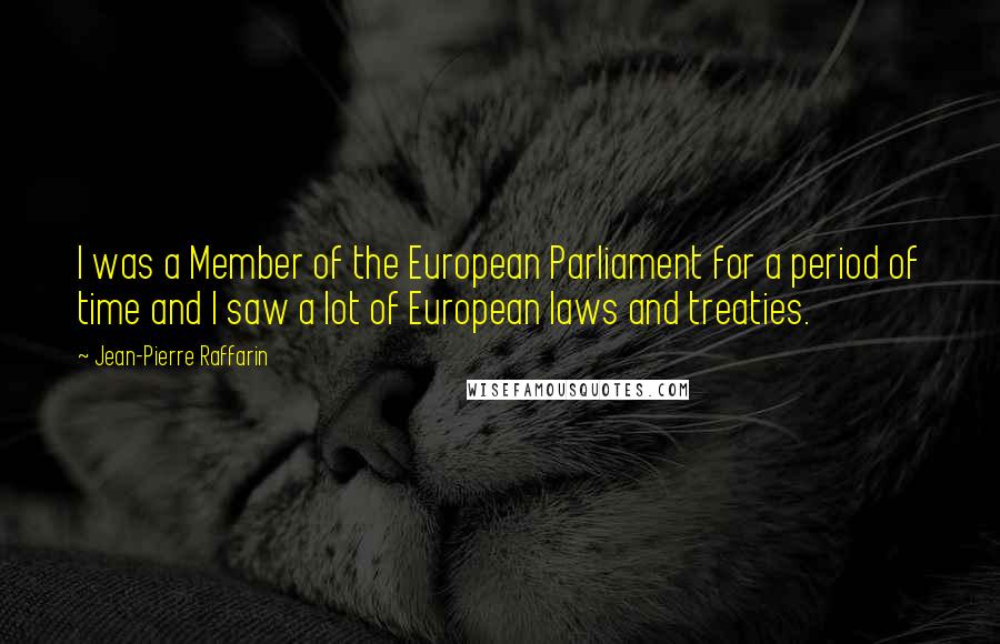 Jean-Pierre Raffarin Quotes: I was a Member of the European Parliament for a period of time and I saw a lot of European laws and treaties.