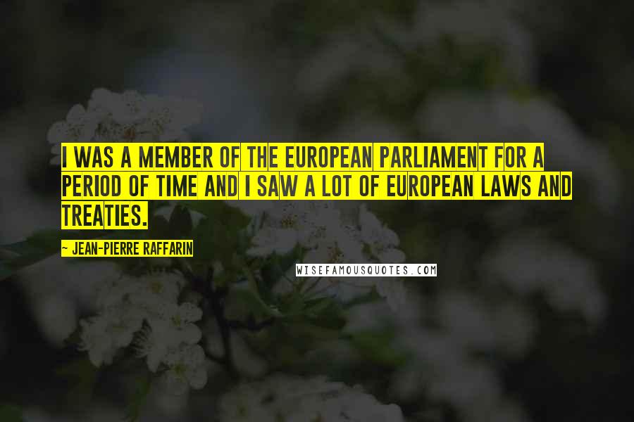 Jean-Pierre Raffarin Quotes: I was a Member of the European Parliament for a period of time and I saw a lot of European laws and treaties.
