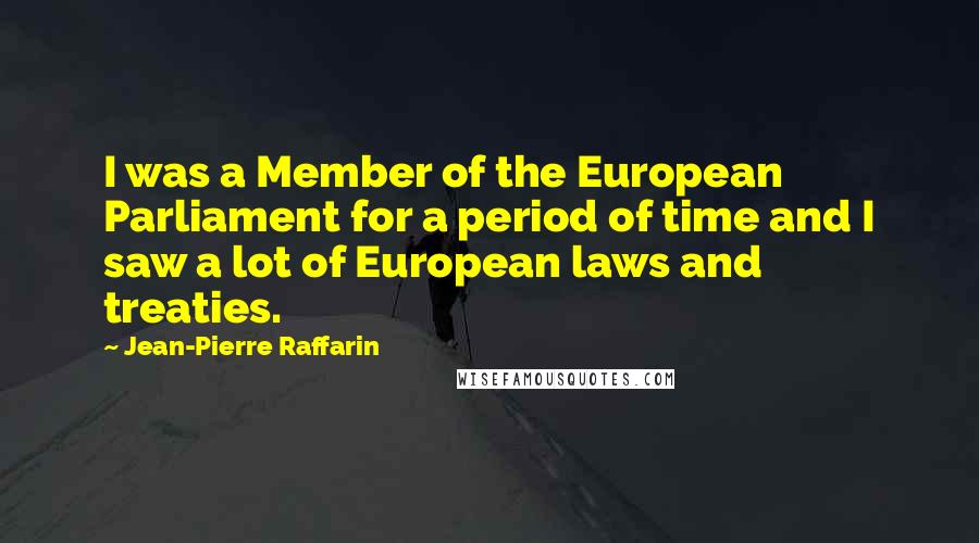 Jean-Pierre Raffarin Quotes: I was a Member of the European Parliament for a period of time and I saw a lot of European laws and treaties.