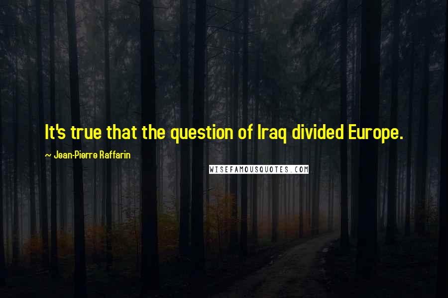 Jean-Pierre Raffarin Quotes: It's true that the question of Iraq divided Europe.