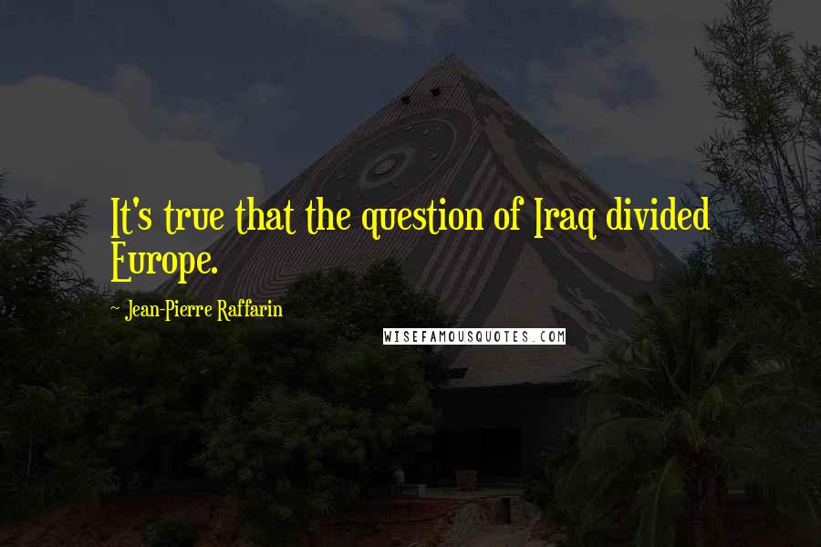 Jean-Pierre Raffarin Quotes: It's true that the question of Iraq divided Europe.