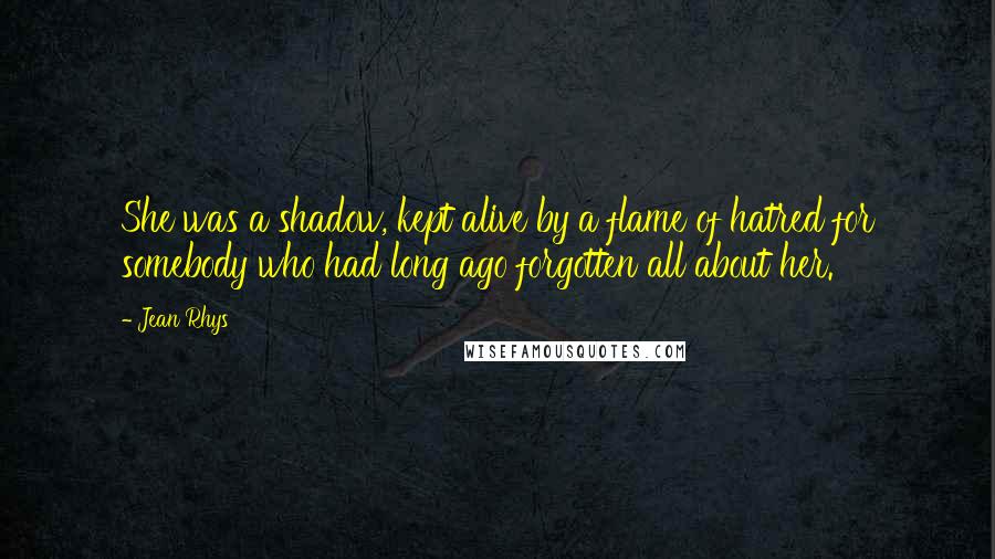 Jean Rhys Quotes: She was a shadow, kept alive by a flame of hatred for somebody who had long ago forgotten all about her.