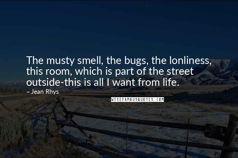 Jean Rhys Quotes: The musty smell, the bugs, the lonliness, this room, which is part of the street outside-this is all I want from life.