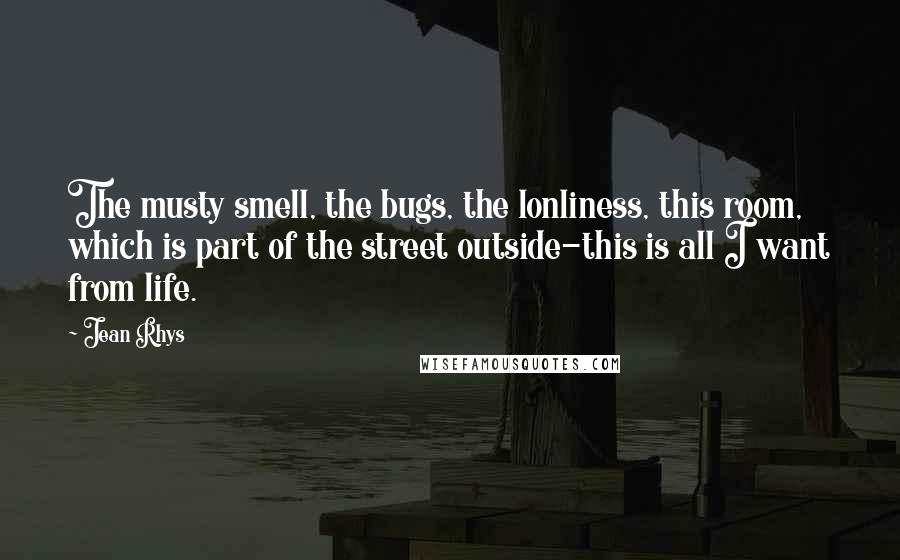 Jean Rhys Quotes: The musty smell, the bugs, the lonliness, this room, which is part of the street outside-this is all I want from life.