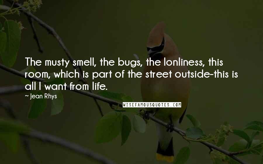 Jean Rhys Quotes: The musty smell, the bugs, the lonliness, this room, which is part of the street outside-this is all I want from life.