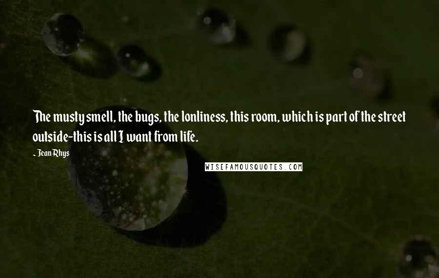 Jean Rhys Quotes: The musty smell, the bugs, the lonliness, this room, which is part of the street outside-this is all I want from life.