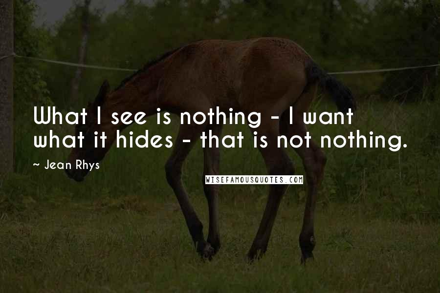 Jean Rhys Quotes: What I see is nothing - I want what it hides - that is not nothing.