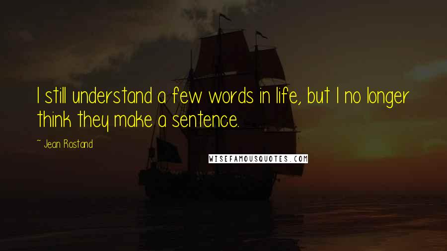 Jean Rostand Quotes: I still understand a few words in life, but I no longer think they make a sentence.
