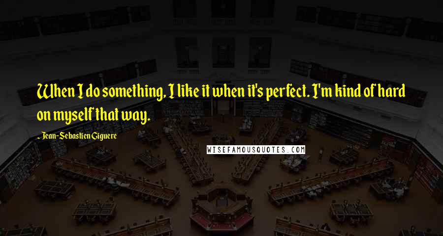 Jean-Sebastien Giguere Quotes: When I do something, I like it when it's perfect. I'm kind of hard on myself that way.