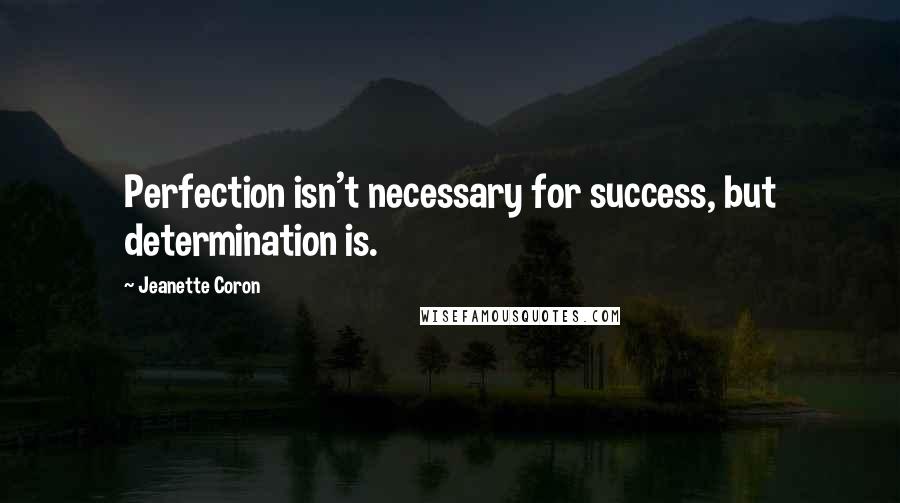 Jeanette Coron Quotes: Perfection isn't necessary for success, but determination is.