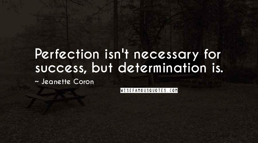 Jeanette Coron Quotes: Perfection isn't necessary for success, but determination is.