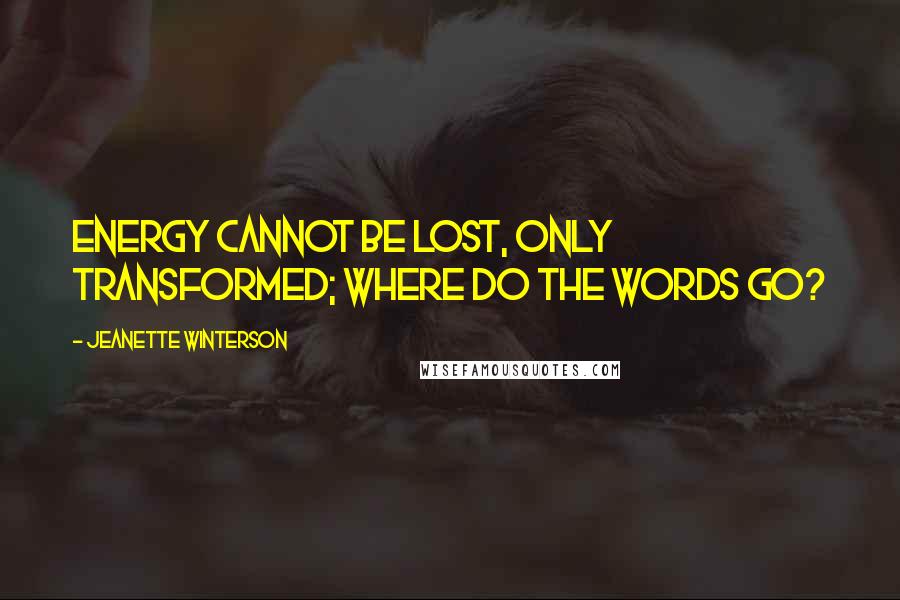 Jeanette Winterson Quotes: Energy cannot be lost, only transformed; where do the words go?