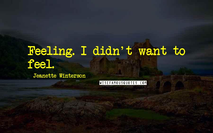 Jeanette Winterson Quotes: Feeling. I didn't want to feel.