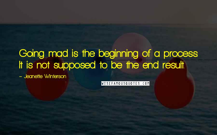 Jeanette Winterson Quotes: Going mad is the beginning of a process. It is not supposed to be the end result.