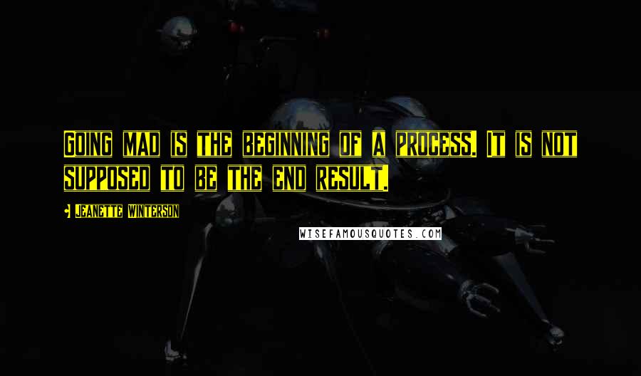 Jeanette Winterson Quotes: Going mad is the beginning of a process. It is not supposed to be the end result.