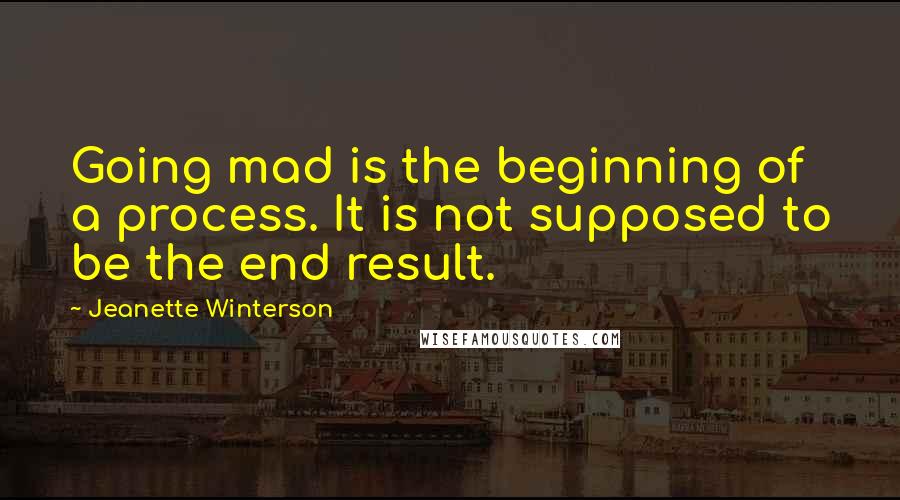 Jeanette Winterson Quotes: Going mad is the beginning of a process. It is not supposed to be the end result.