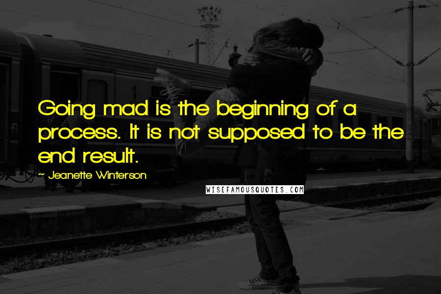 Jeanette Winterson Quotes: Going mad is the beginning of a process. It is not supposed to be the end result.
