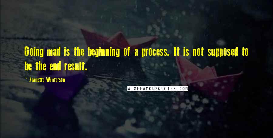 Jeanette Winterson Quotes: Going mad is the beginning of a process. It is not supposed to be the end result.