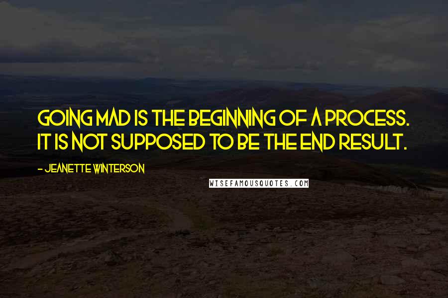 Jeanette Winterson Quotes: Going mad is the beginning of a process. It is not supposed to be the end result.