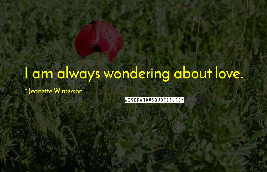 Jeanette Winterson Quotes: I am always wondering about love.