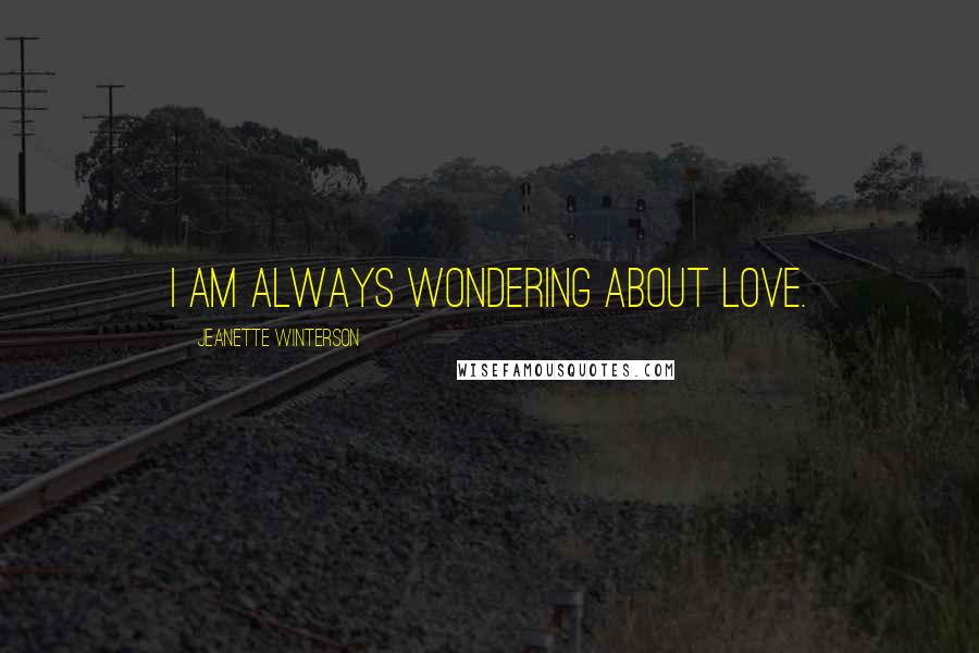 Jeanette Winterson Quotes: I am always wondering about love.