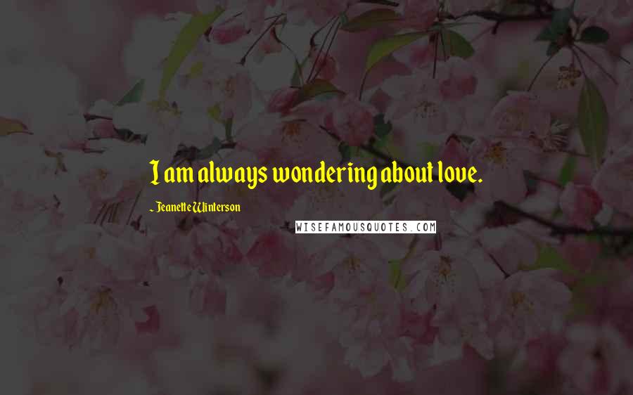 Jeanette Winterson Quotes: I am always wondering about love.