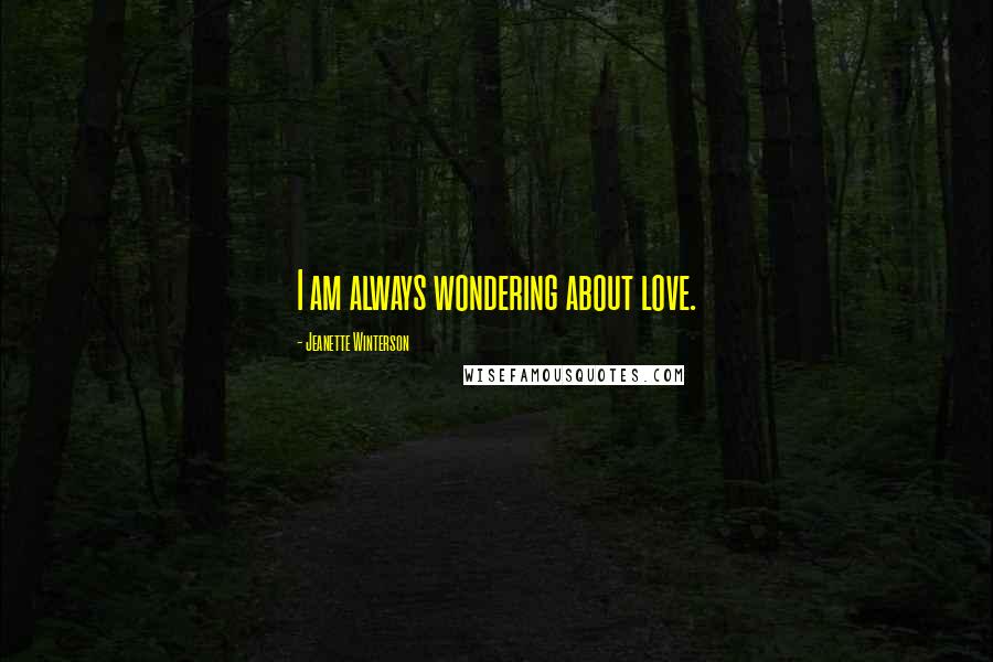 Jeanette Winterson Quotes: I am always wondering about love.
