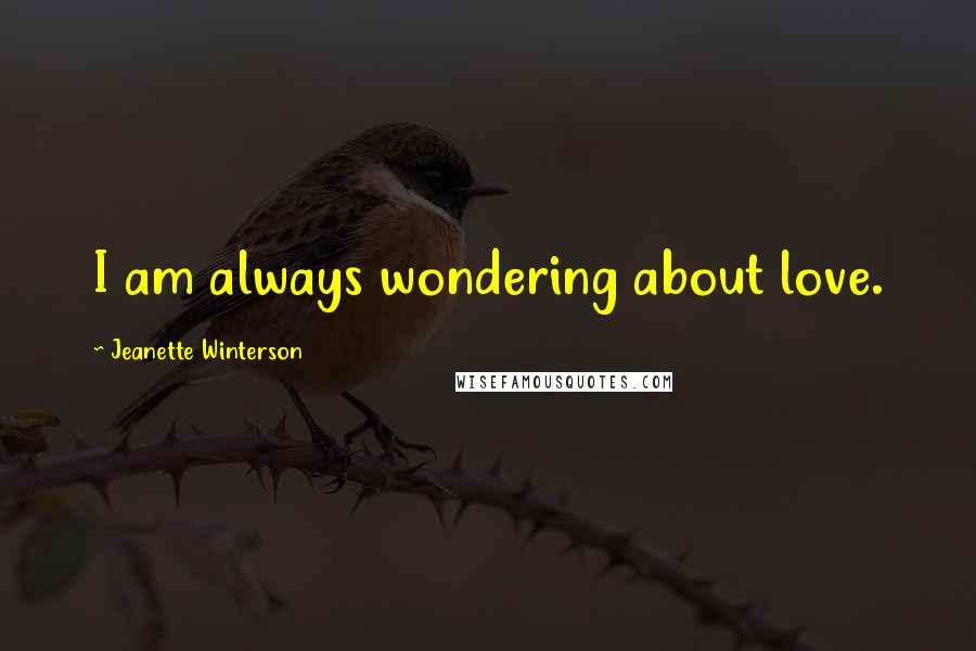 Jeanette Winterson Quotes: I am always wondering about love.