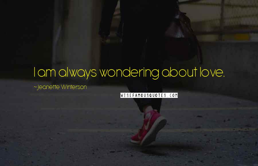 Jeanette Winterson Quotes: I am always wondering about love.
