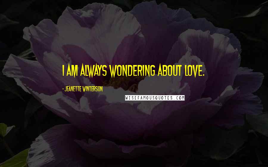 Jeanette Winterson Quotes: I am always wondering about love.