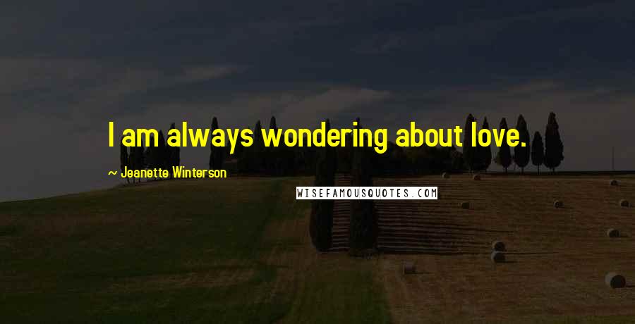 Jeanette Winterson Quotes: I am always wondering about love.