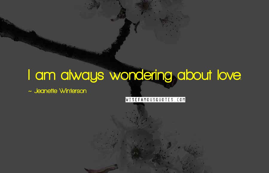 Jeanette Winterson Quotes: I am always wondering about love.