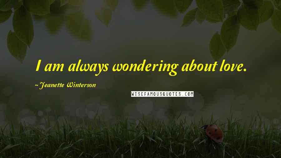 Jeanette Winterson Quotes: I am always wondering about love.