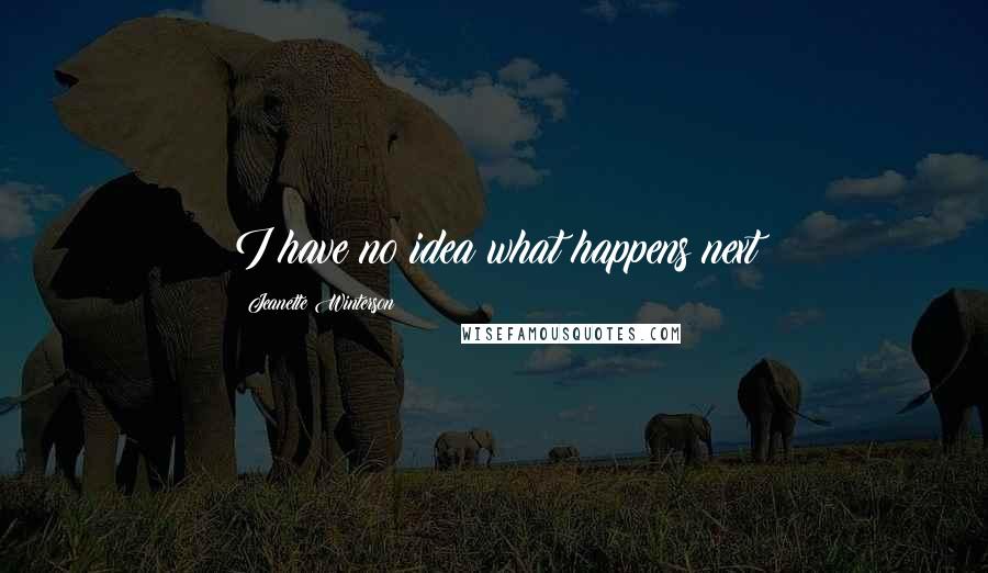 Jeanette Winterson Quotes: I have no idea what happens next