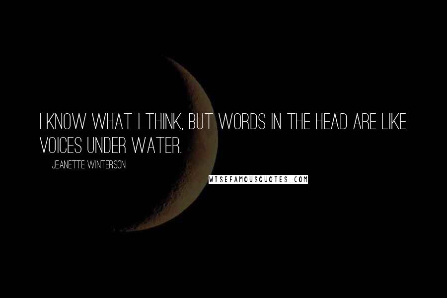 Jeanette Winterson Quotes: I know what I think, but words in the head are like voices under water.