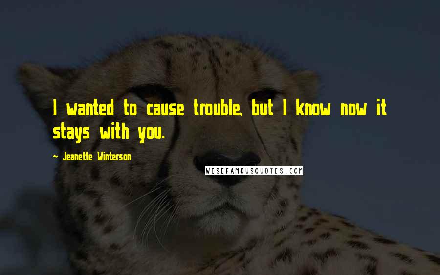 Jeanette Winterson Quotes: I wanted to cause trouble, but I know now it stays with you.