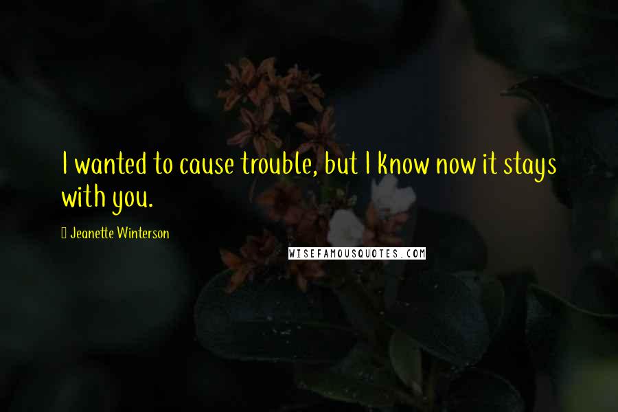 Jeanette Winterson Quotes: I wanted to cause trouble, but I know now it stays with you.