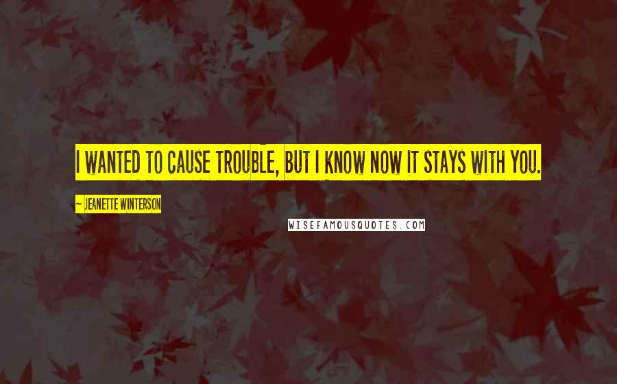 Jeanette Winterson Quotes: I wanted to cause trouble, but I know now it stays with you.